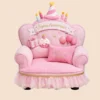 Fauteuil d’anniversaire rose pour chien avec inscription Joyeux Anniversaire et coussin C’est ma fête