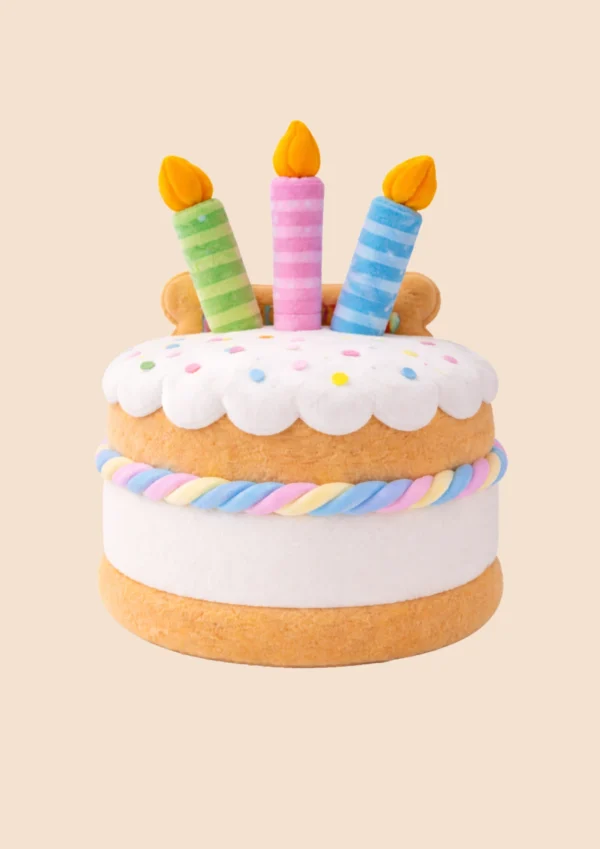 Jouet chien gâteau d’anniversaire coloré Toutou Party vue de derrière