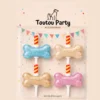 Pack bougies anniversaire chien os pailleté Toutou Party 4 pièces